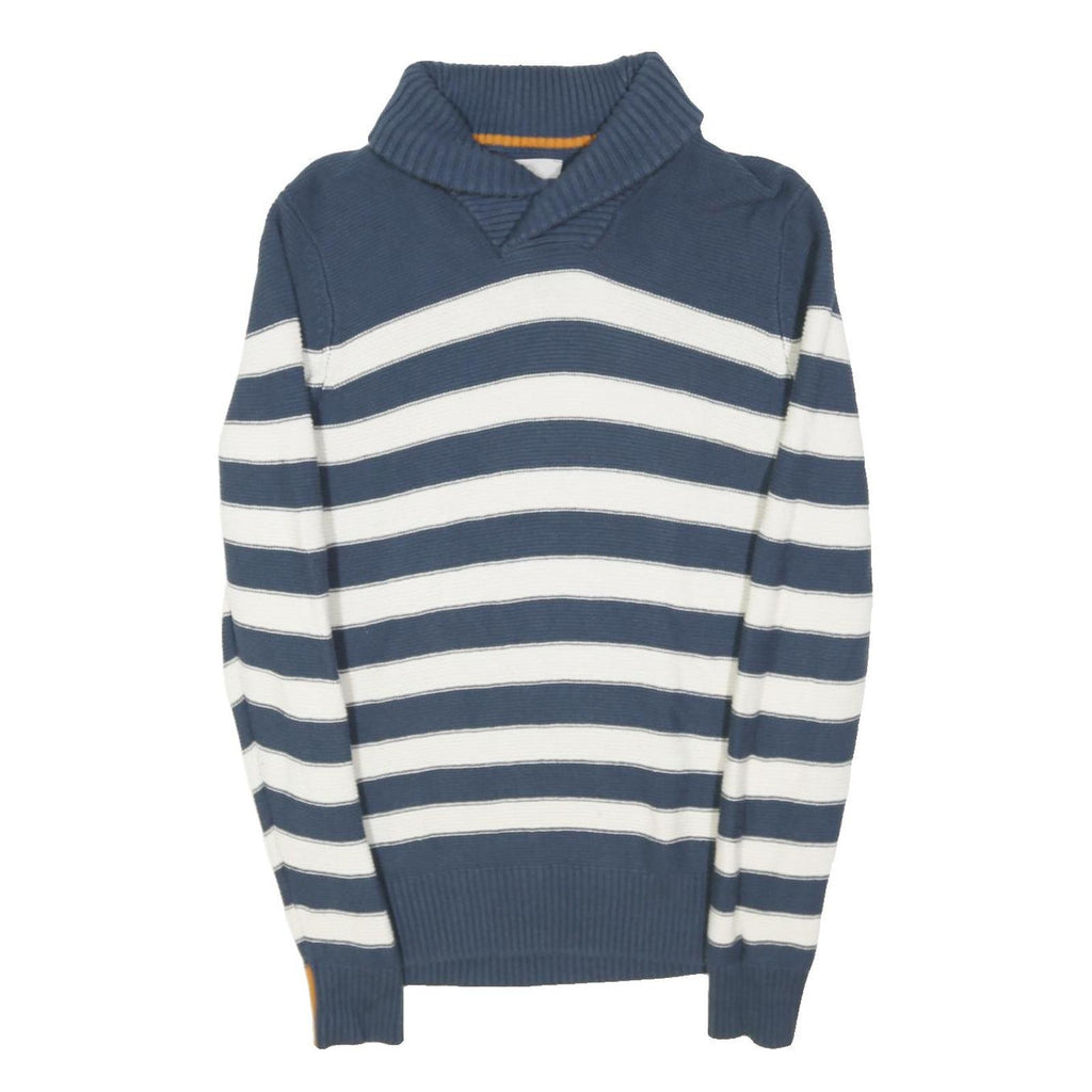 WHITE STUFF Womens Blue & White Striped Plain Pullover Crew Neck Basic Knit S
