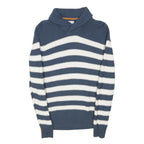 WHITE STUFF Womens Blue & White Striped Plain Pullover Crew Neck Basic Knit S