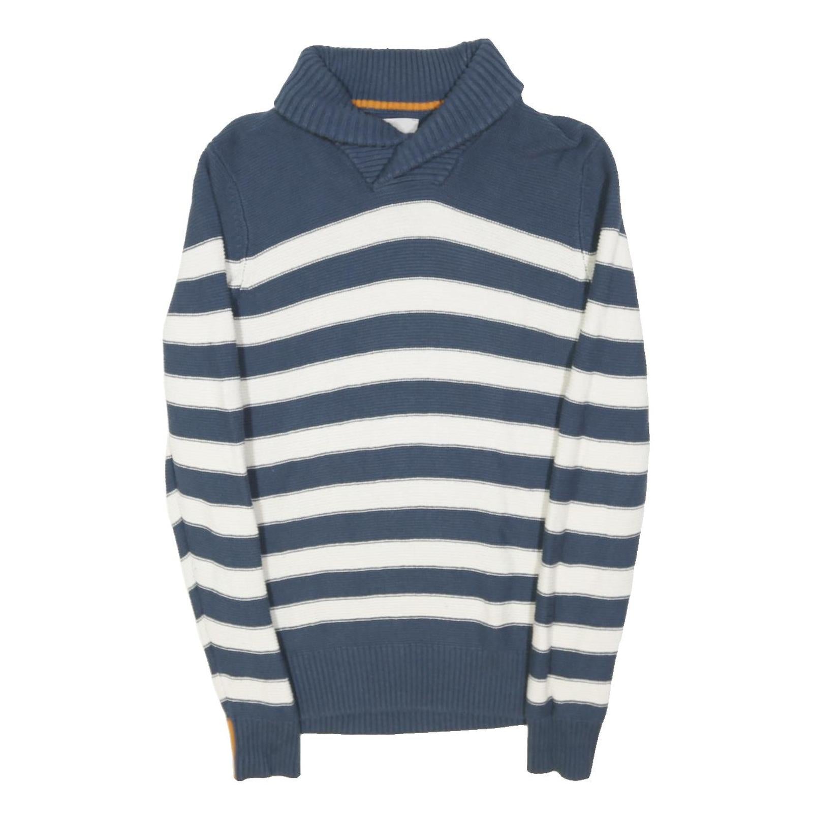 WHITE STUFF Womens Blue & White Striped Plain Pullover Crew Neck Basic Knit S