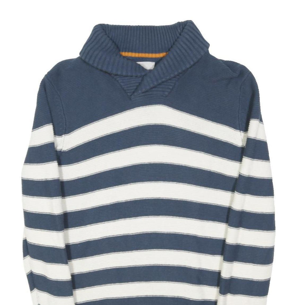 WHITE STUFF Womens Blue & White Striped Plain Pullover Crew Neck Basic Knit S