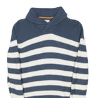 WHITE STUFF Womens Blue & White Striped Plain Pullover Crew Neck Basic Knit S