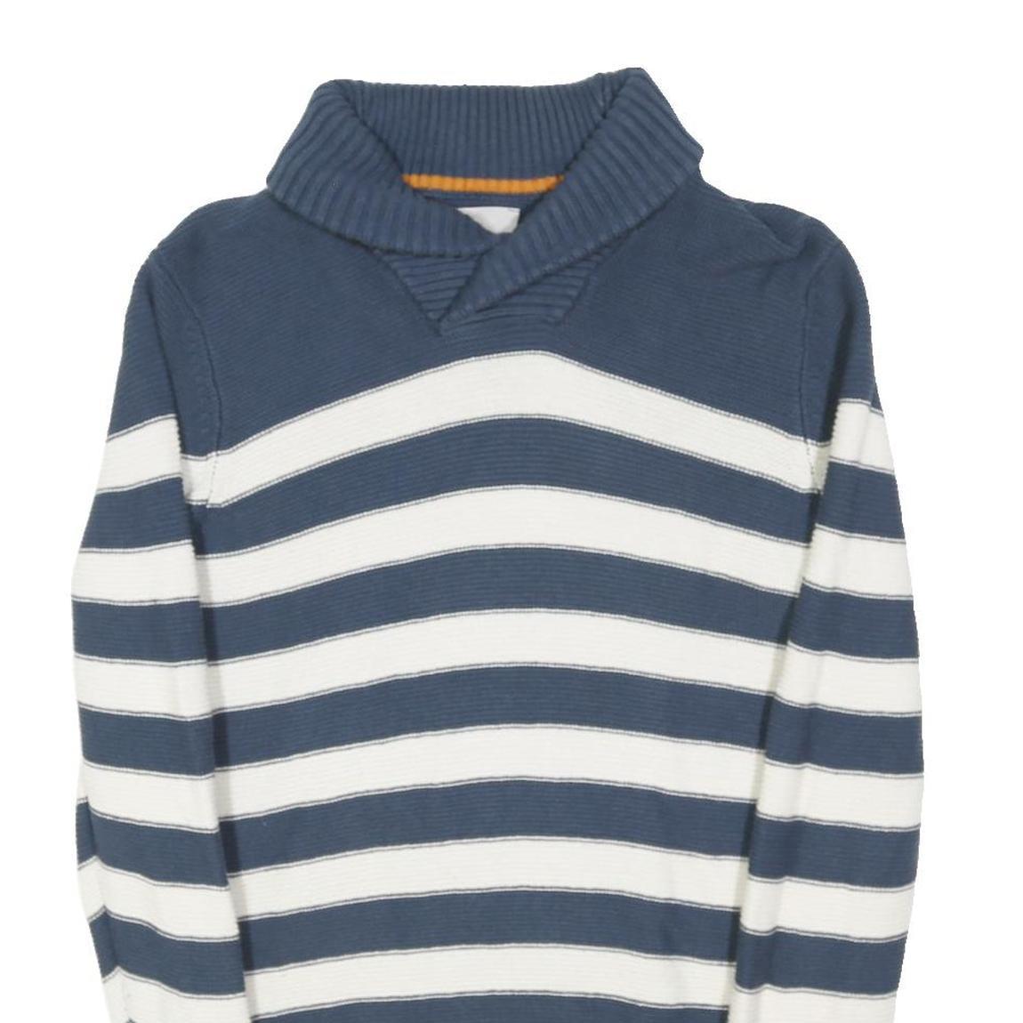 WHITE STUFF Womens Blue & White Striped Plain Pullover Crew Neck Basic Knit S