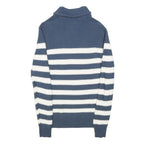 WHITE STUFF Womens Blue & White Striped Plain Pullover Crew Neck Basic Knit S