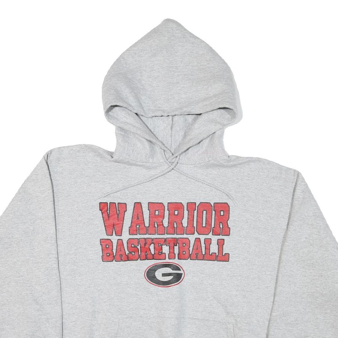 PORT AND COMPANY Mens Grey Warrior Basketball Hoodie L Casual Cotton Blend