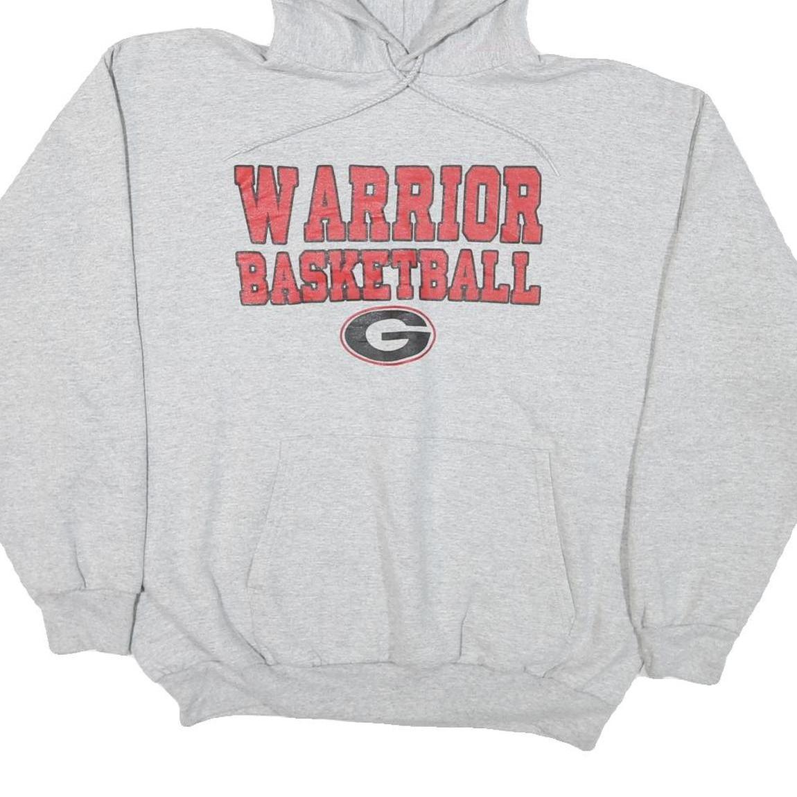 PORT AND COMPANY Mens Grey Warrior Basketball Hoodie L Casual Cotton Blend