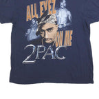 2PAC Mens Navy Blue All Eyez On Me Graphic T-Shirt L Short Sleeve Crew Neck