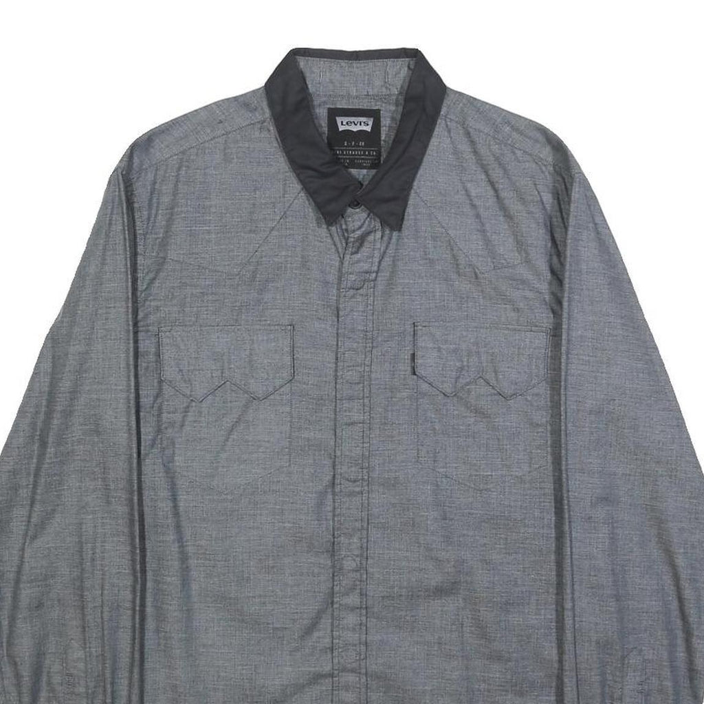 LEVI'S Mens Grey Black Shirt S Cotton Long Sleeve Casual Classic Design