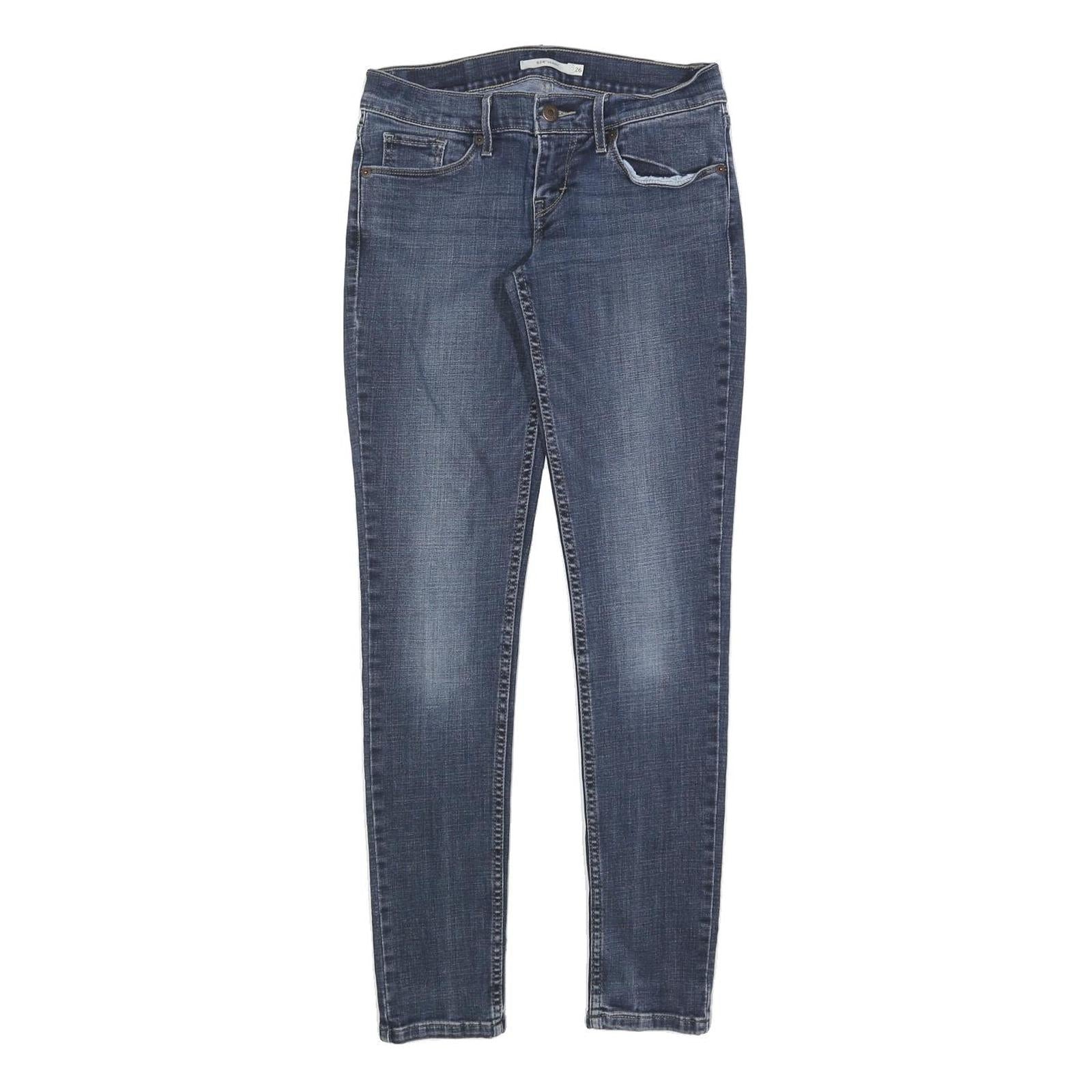 LEVI'S 524 Womens Jeans Blue Slim Skinny Denim Medium W26 L32 Stretch Zip