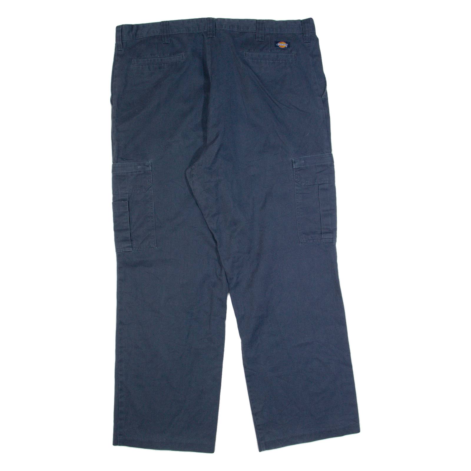 DICKIES Cargo Workwear Mens Trousers Blue Regular Straight W42 L32