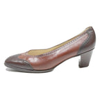 BALLY Womens Classic Leather Court Shoes Brown Black UK 4.5 Elegant Heels