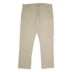 WRANGLER Mens Regular Beige Cotton Cargo Trousers W36 L30 Casual Zip Closure
