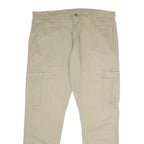 WRANGLER Mens Regular Beige Cotton Cargo Trousers W36 L30 Casual Zip Closure