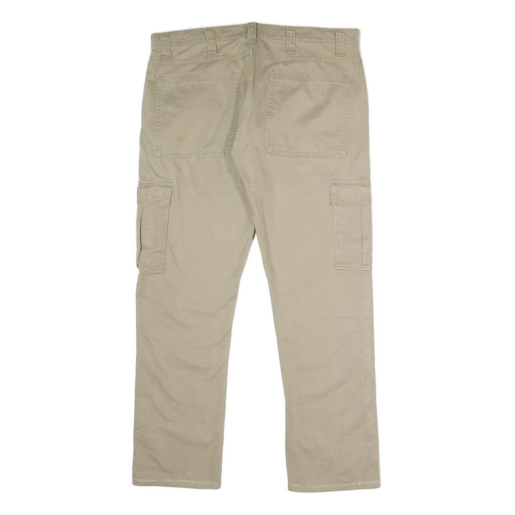WRANGLER Mens Regular Beige Cotton Cargo Trousers W36 L30 Casual Zip Closure