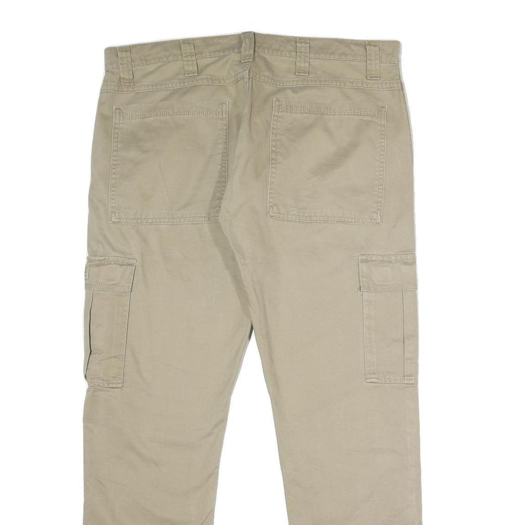 WRANGLER Mens Regular Beige Cotton Cargo Trousers W36 L30 Casual Zip Closure