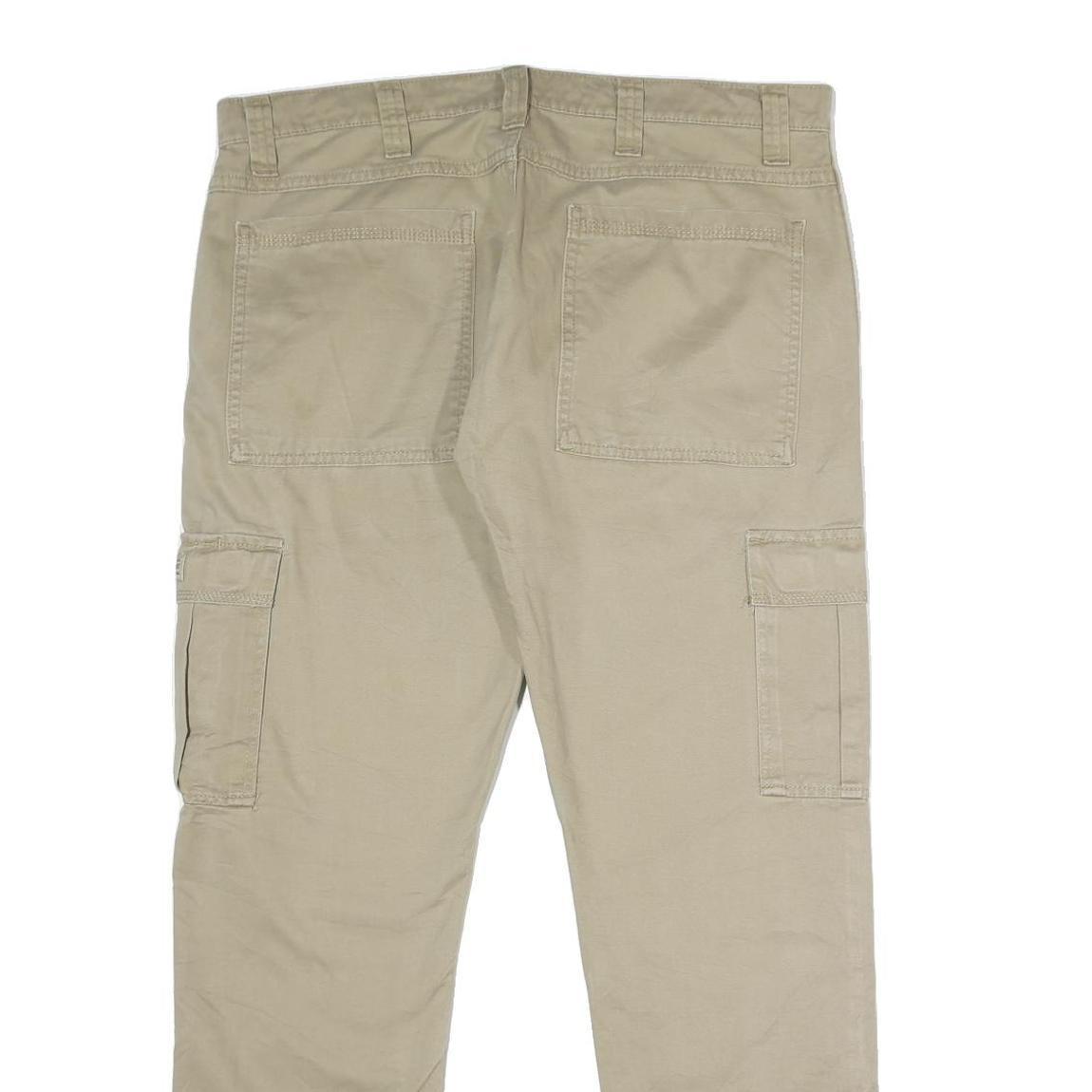WRANGLER Mens Regular Beige Cotton Cargo Trousers W36 L30 Casual Zip Closure