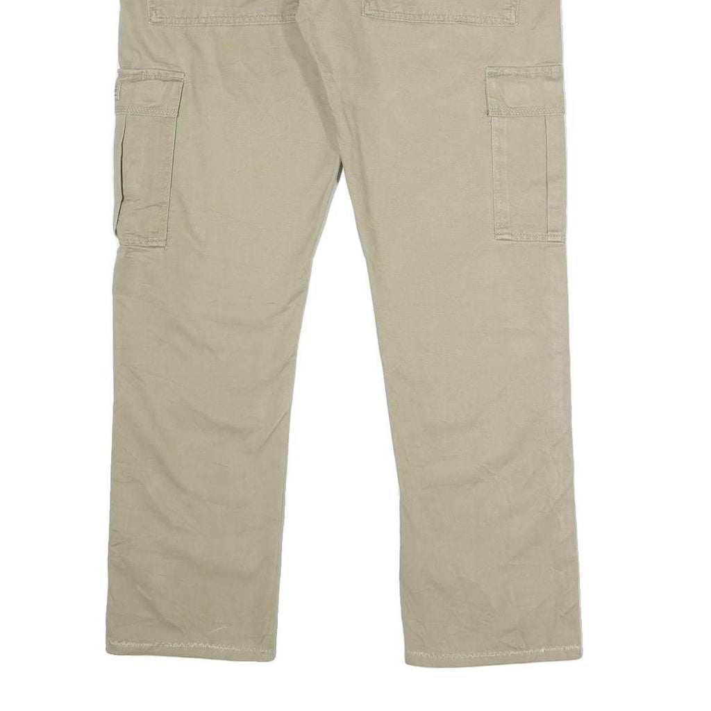 WRANGLER Mens Regular Beige Cotton Cargo Trousers W36 L30 Casual Zip Closure