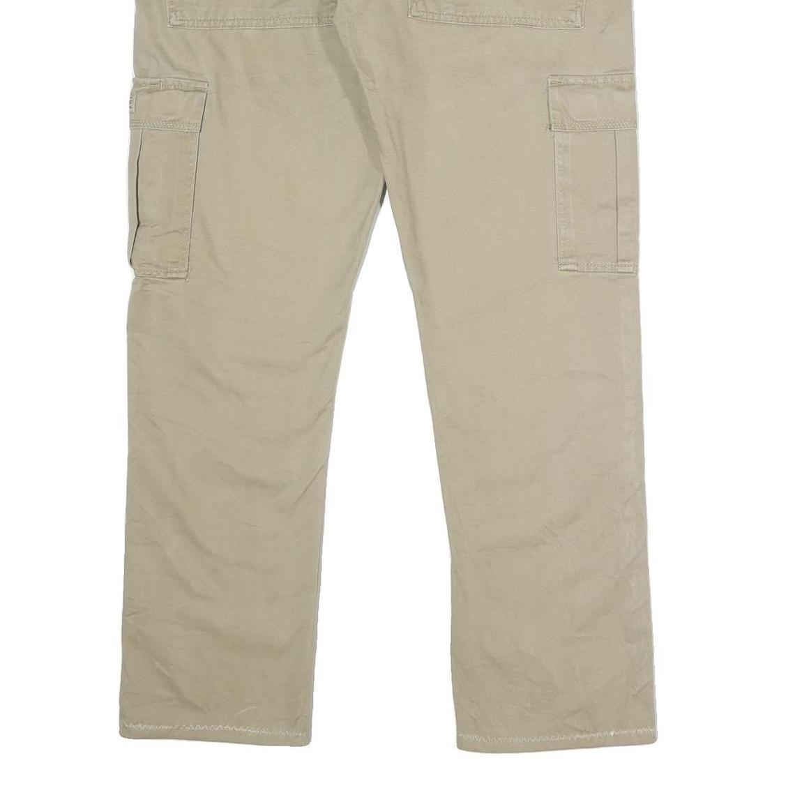 WRANGLER Mens Regular Beige Cotton Cargo Trousers W36 L30 Casual Zip Closure
