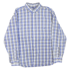 NAUTICA Mens Blue White Check Shirt XL Cotton Blend Long Sleeve Button Front