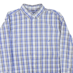 NAUTICA Mens Blue White Check Shirt XL Cotton Blend Long Sleeve Button Front