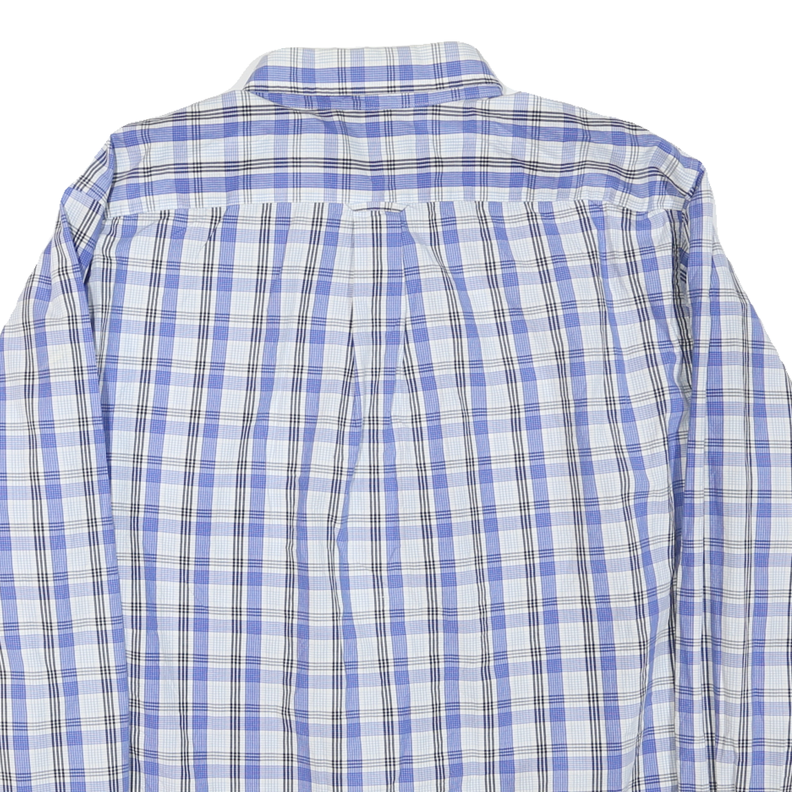 NAUTICA Mens Blue White Check Shirt XL Cotton Blend Long Sleeve Button Front