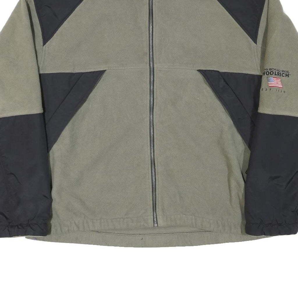 WOOLRICH Mens Green & Black Polyester Blend Jacket XL Fleece Zip Up