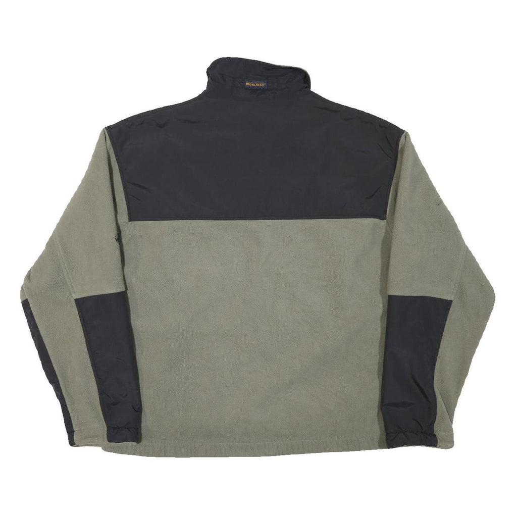 WOOLRICH Mens Green & Black Polyester Blend Jacket XL Fleece Zip Up