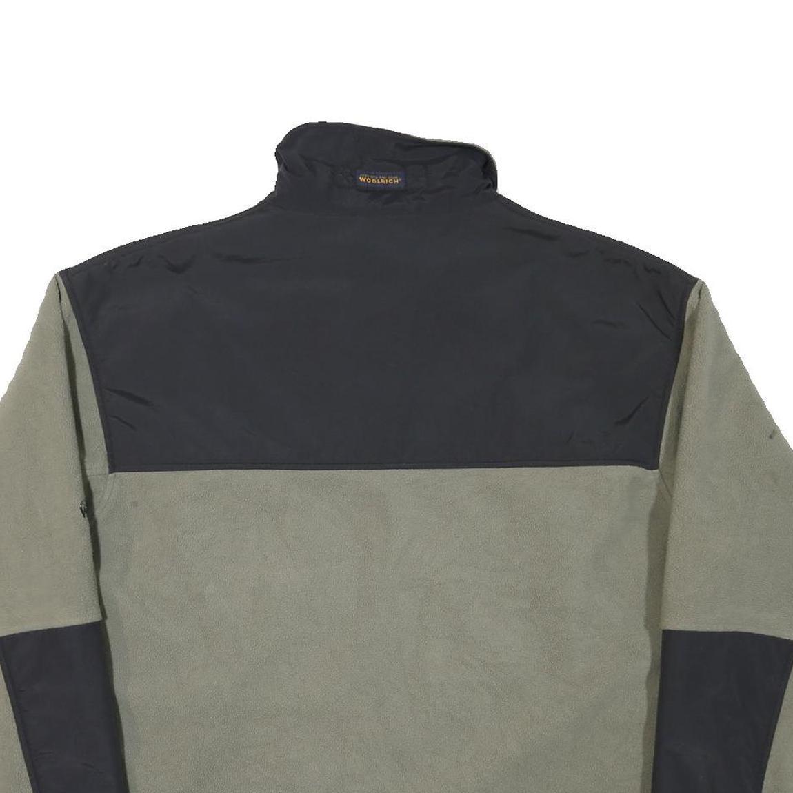 WOOLRICH Mens Green & Black Polyester Blend Jacket XL Fleece Zip Up