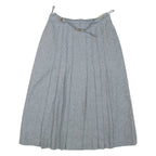 CHARLES DUMAS Belted Womens A-Line Skirt Grey Knee Length Wool S