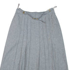 CHARLES DUMAS Belted Womens A-Line Skirt Grey Knee Length Wool S