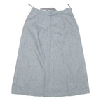 CHARLES DUMAS Belted Womens A-Line Skirt Grey Knee Length Wool S