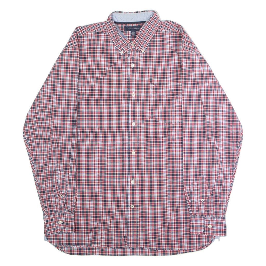 TOMMY HILFIGER Mens Shirt Red Check Long Sleeve L