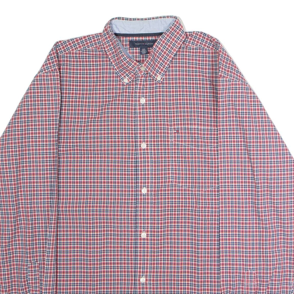 TOMMY HILFIGER Mens Shirt Red Check Long Sleeve L