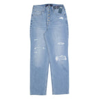HOLLISTER Ultra High Rise Distressed Womens Jeans Blue Straight W26 L27