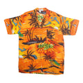 FIVE PARROTS Mens Orange Curacao Hawaiian Shirt L Tropical Summer Beachwear