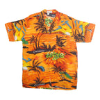 FIVE PARROTS Mens Orange Curacao Hawaiian Shirt L Tropical Summer Beachwear