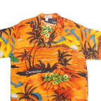 FIVE PARROTS Mens Orange Curacao Hawaiian Shirt L Tropical Summer Beachwear