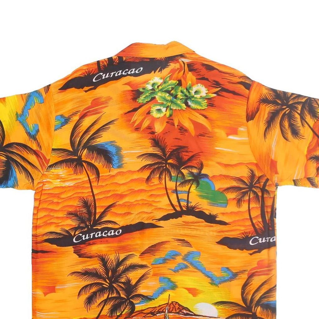 FIVE PARROTS Mens Orange Curacao Hawaiian Shirt L Tropical Summer Beachwear
