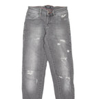 PHILIPP PLEIN Distressed Womens Jeans Grey Slim Skinny Stone Wash W25 L31