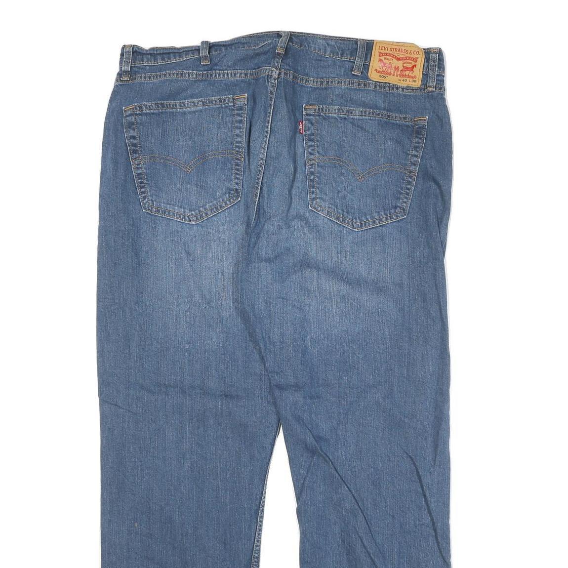 LEVI'S 505 Mens Regular Fit Straight Denim Medium Wash W40 L30 Classic Zip Jeans