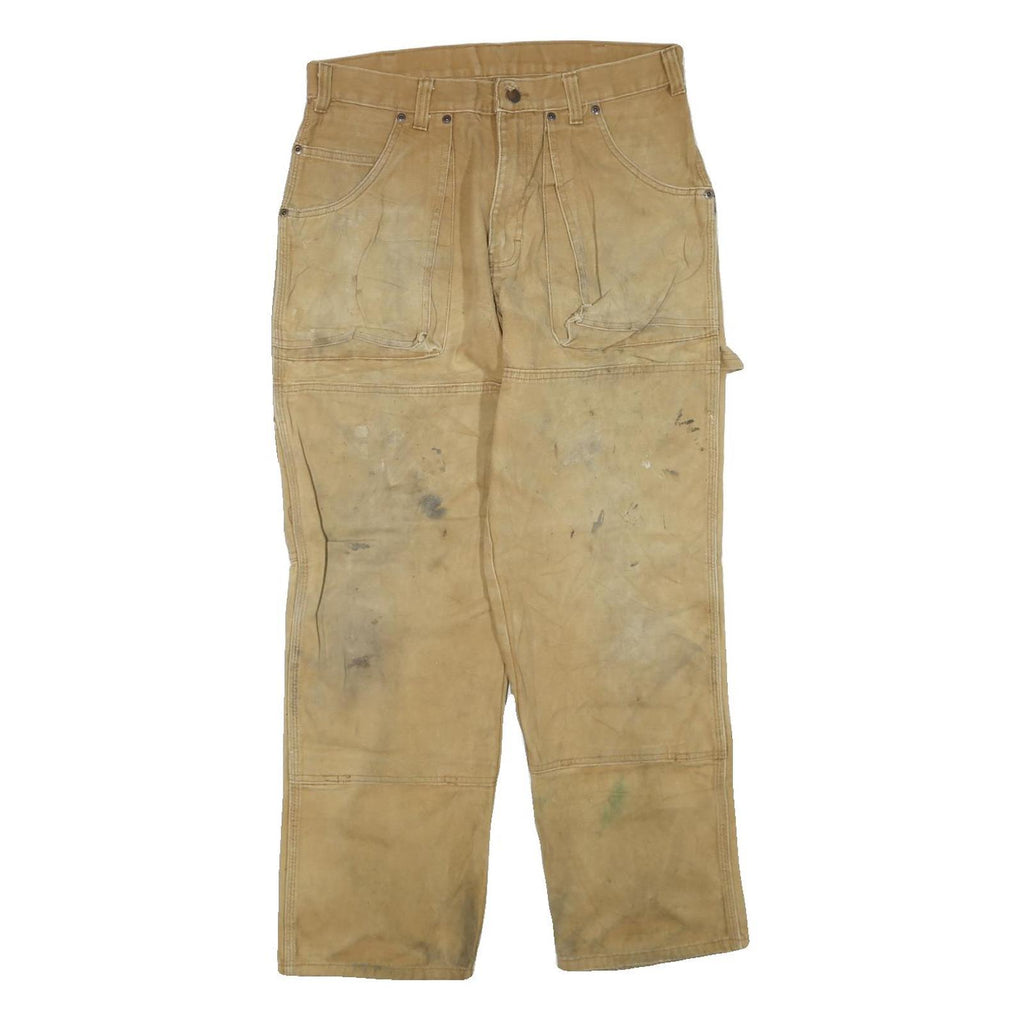 DICKIES Mens Regular Beige Workwear Cotton Blend Jeans W32 L27 Zip Pockets