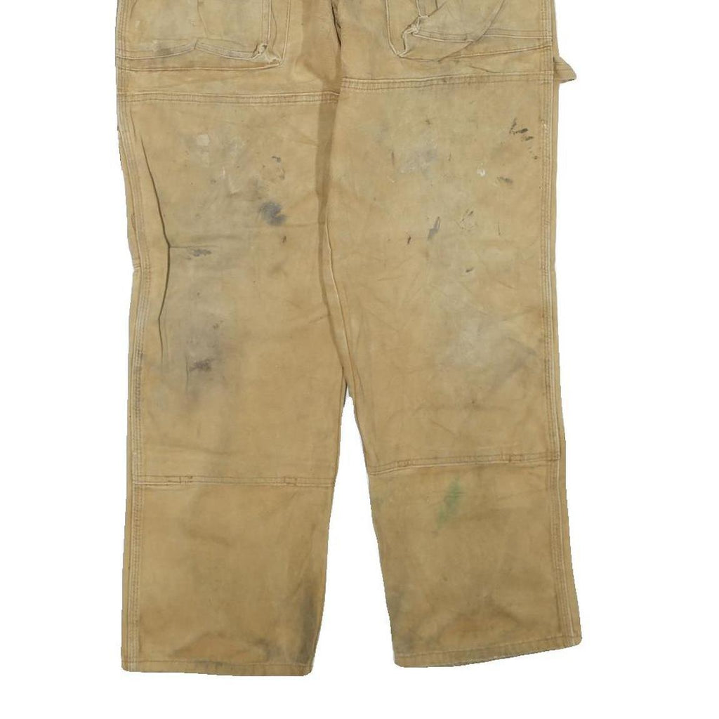 DICKIES Mens Regular Beige Workwear Cotton Blend Jeans W32 L27 Zip Pockets