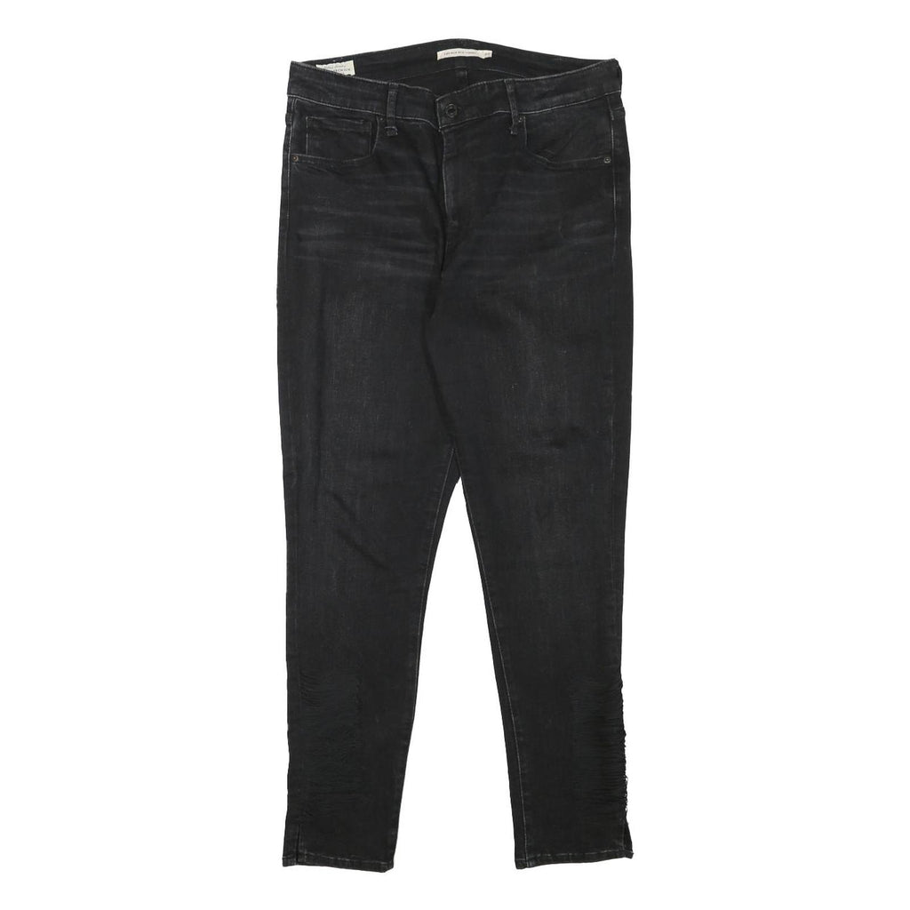LEVI'S Womens Black Slim Skinny Denim Jeans W31 L27 Distressed Details