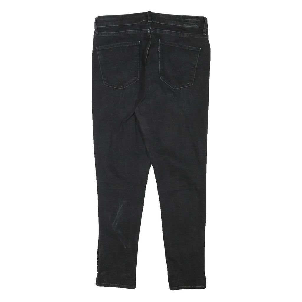 LEVI'S Womens Black Slim Skinny Denim Jeans W31 L27 Distressed Details