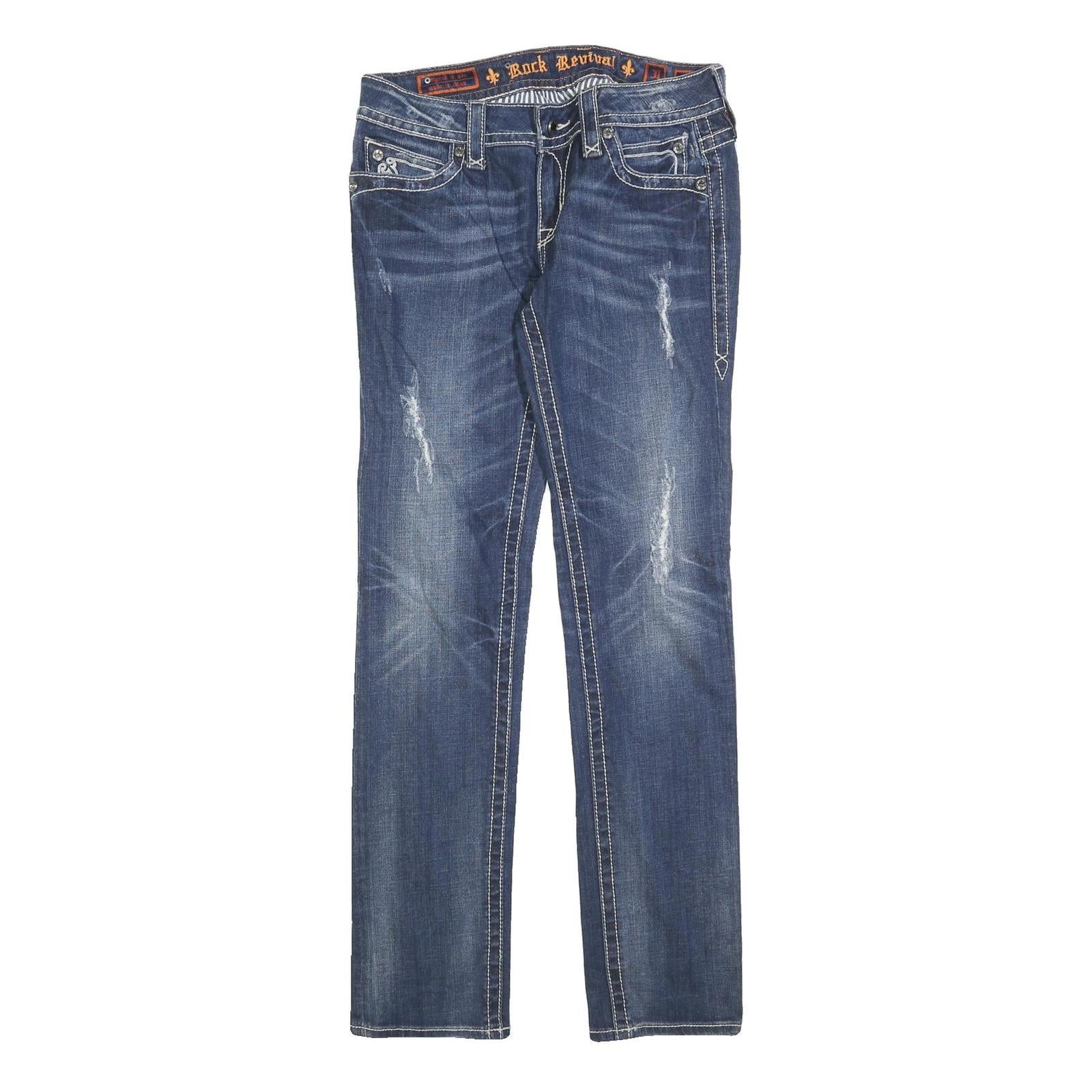 ROCK REVIVAL Womens Jeans Blue Regular Straight Denim Medium W31 L32 Stylish