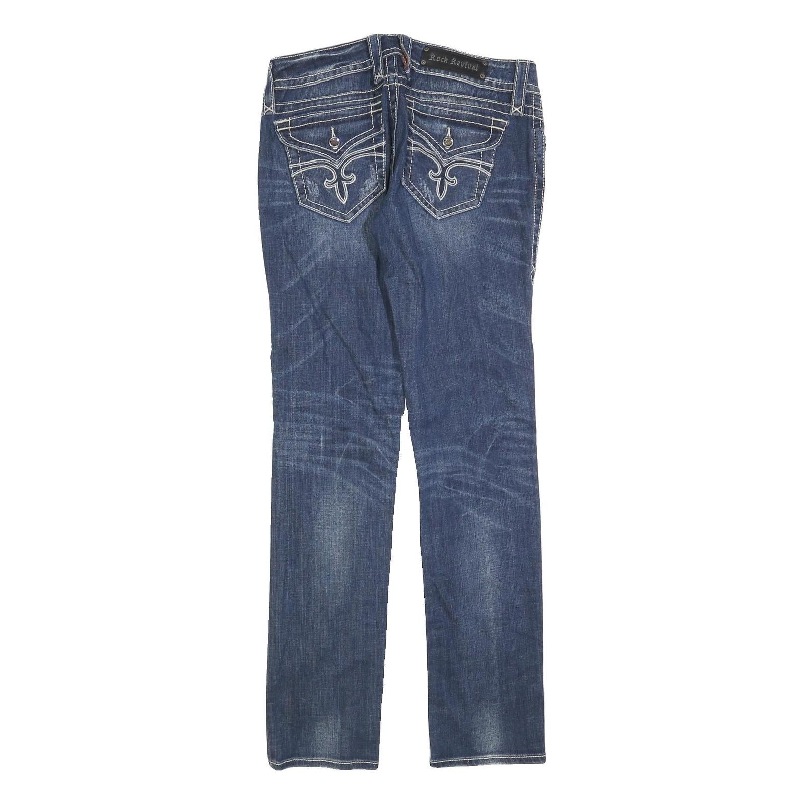 ROCK REVIVAL Womens Jeans Blue Regular Straight Denim Medium W31 L32 Stylish