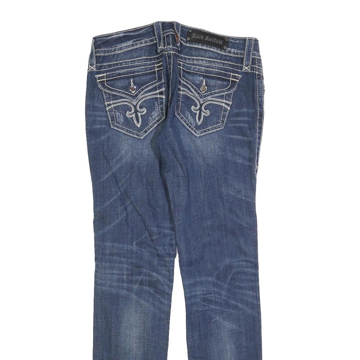 ROCK REVIVAL Womens Jeans Blue Regular Straight Denim Medium W31 L32 Stylish