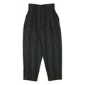 Womens Black Relaxed Wool Blend Stripe Trousers W26 L28 Stylish Zip Closure