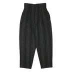 Womens Black Relaxed Wool Blend Stripe Trousers W26 L28 Stylish Zip Closure
