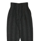 Womens Black Relaxed Wool Blend Stripe Trousers W26 L28 Stylish Zip Closure