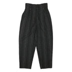 Womens Black Relaxed Wool Blend Stripe Trousers W26 L28 Stylish Zip Closure